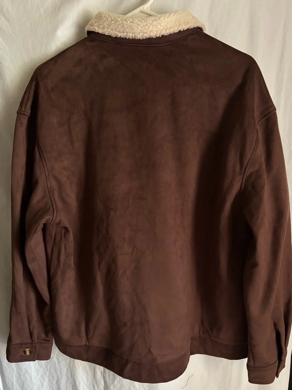 Men's Brown Sherpa Collar Jacket - faux suede
